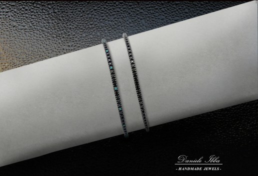 Tennis Bracelet- black and blue diamonds
